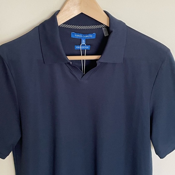 NEW Vince Camuto Pima Cotton Short Sleeve Navy Polo Shirt Men’s size XS - Picture 3 of 5